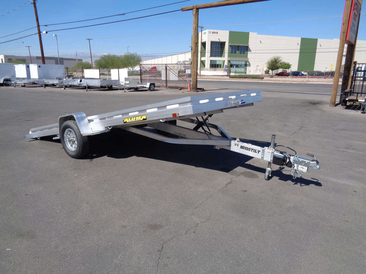 New 2027 Aluma * 8015S TILT * 15Ft Single Axle Tilt Aluminum ATV Trailer