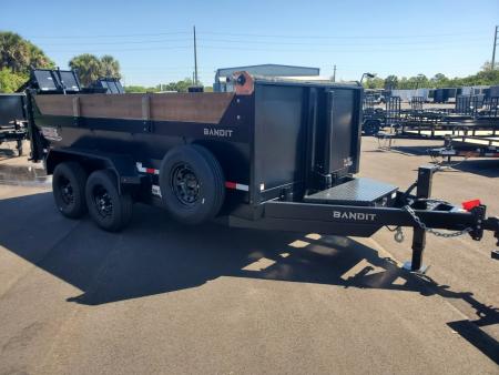 New 2026 Bandit 7X14 15400 LB GVWR TELESCOPIC DUMP TRAILER WITH 2FT SIDES, 14 PLY TIRES, SPARE TIRE/WHEEL, BARN DOOR/SPREADER GATE OPTION, D RINGS IN BED, 7 GUAGE FLOOR, RAMPS, TARP