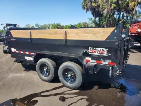 New 2026 Bandit 7X14 15400 LB GVWR TELESCOPIC DUMP TRAILER WITH 2FT SIDES, 14 PLY TIRES, SPARE TIRE/WHEEL, BARN DOOR/SPREADER GATE OPTION, D RINGS IN BED, 7 GUAGE FLOOR, RAMPS, TARP