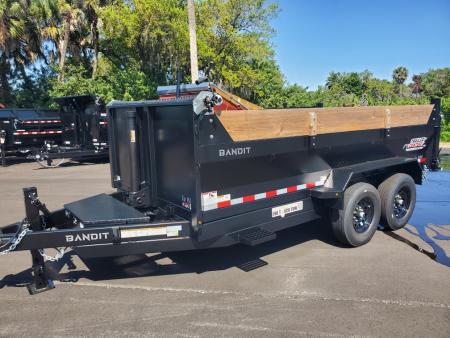 New 2026 Bandit 7X14 15400 LB GVWR TELESCOPIC DUMP TRAILER WITH 2FT SIDES, 14 PLY TIRES, SPARE TIRE/WHEEL, BARN DOOR/SPREADER GATE OPTION, D RINGS IN BED, 7 GUAGE FLOOR, RAMPS, TARP