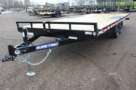 New 2026 Sure-Trac 8.5' x 20' Low Profile Deckover Flatbed Trailer With Steel Ramps - 9900# GVW