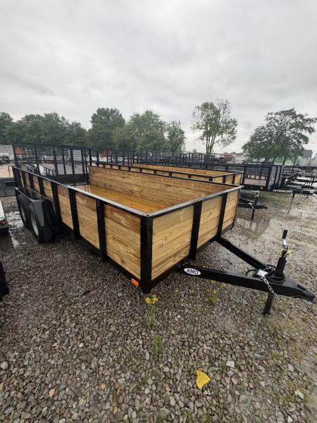 New 2026 AMO UT162 Utility Trailer 76X16 TA HIGH SIDES (GVW:7000) BLACK
