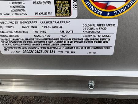 New 2026 CAR MATE TRAILERS 6x10 6'0 Interior Height Cargo / Enclosed Trailer with Double Doors