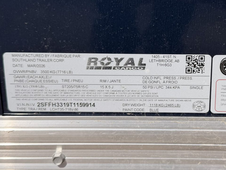 New 2026 Royal Cargo Trailers 7-16-1.5V Enclosed 7K GVWR