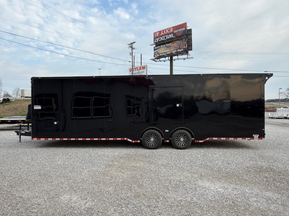 New Outlaw Light Race 8.5x30 12K Black Black-Out W/ Awning & Escape Door- RS Cab.