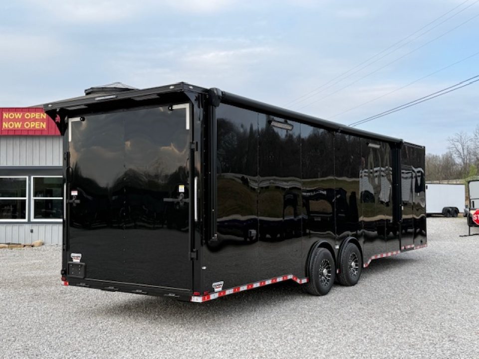New Outlaw Light Race 8.5x30 12K Black Black-Out W/ Awning & Escape Door- RS Cab.