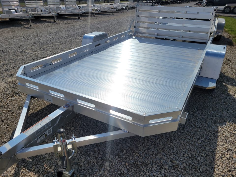 New 2027 Aluma 7712 Heavy Slotted Single Axle Bi-fold Tailgate Utility Trailer