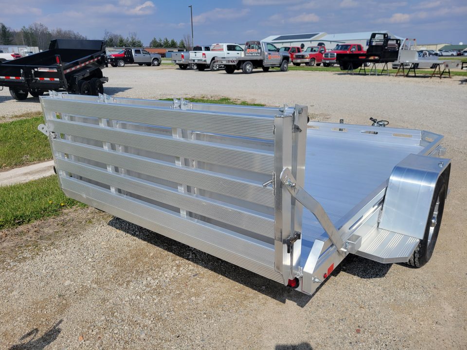 New 2026 Aluma 7710 Heavy Slotted Single Axle Bi-Fold Tailgate Utility Trailer