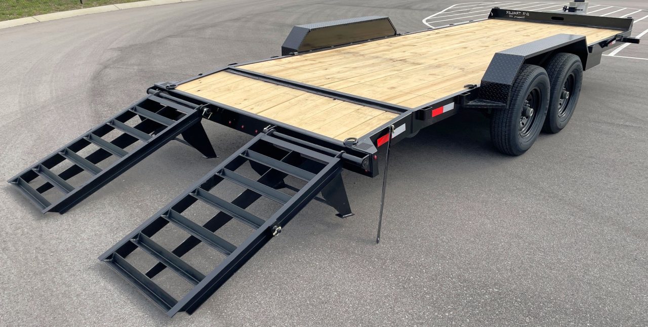 New B/R Trailers 82" x 20' Equipment Trailer: 14,000 GVWR, Winch Plate, Tool Box