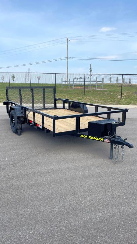 New B/R Trailers 12' x 76" Single Axle Utility Trailer: 3500 GVWR, Tool Box, Ramp Gate