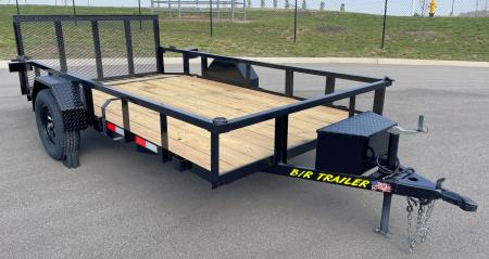 New B/R Trailers 12' x 76" Single Axle Utility Trailer: 3500 GVWR, Tool Box, Ramp Gate