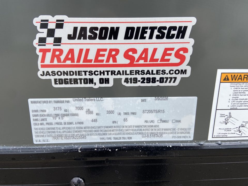 New United Trailers UJ 8.5X18 Enclosed Trailer
