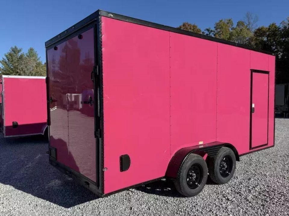 New 2026 Golden Cargo 7x16 TA (7.3 HT) PINK BLACKOUT .80 Polycore Cargo / Enclosed Trailer