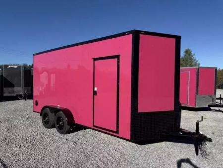 New 2026 Golden Cargo 7x16 TA (7.3 HT) PINK BLACKOUT .80 Polycore Cargo / Enclosed Trailer