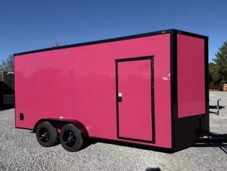 New 2026 Golden Cargo 7x16 TA (7.3 HT) PINK BLACKOUT .80 Polycore Cargo / Enclosed Trailer