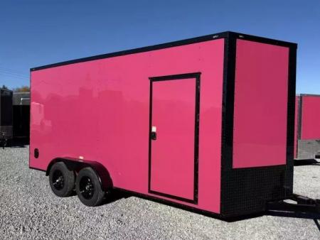 New 2026 Golden Cargo 7x16 TA (7.3 HT) PINK BLACKOUT .80 Polycore Cargo / Enclosed Trailer