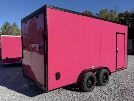 New 2026 Golden Cargo 7x16 TA (7.3 HT) PINK BLACKOUT .80 Polycore Cargo / Enclosed Trailer