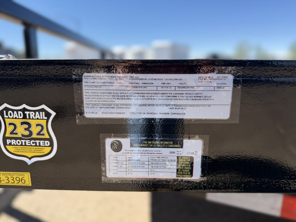 New 2026 Load Trail 7-HD20 Equipment Hauler W/ 14 PLY Tire Upgrade 14K GVWR