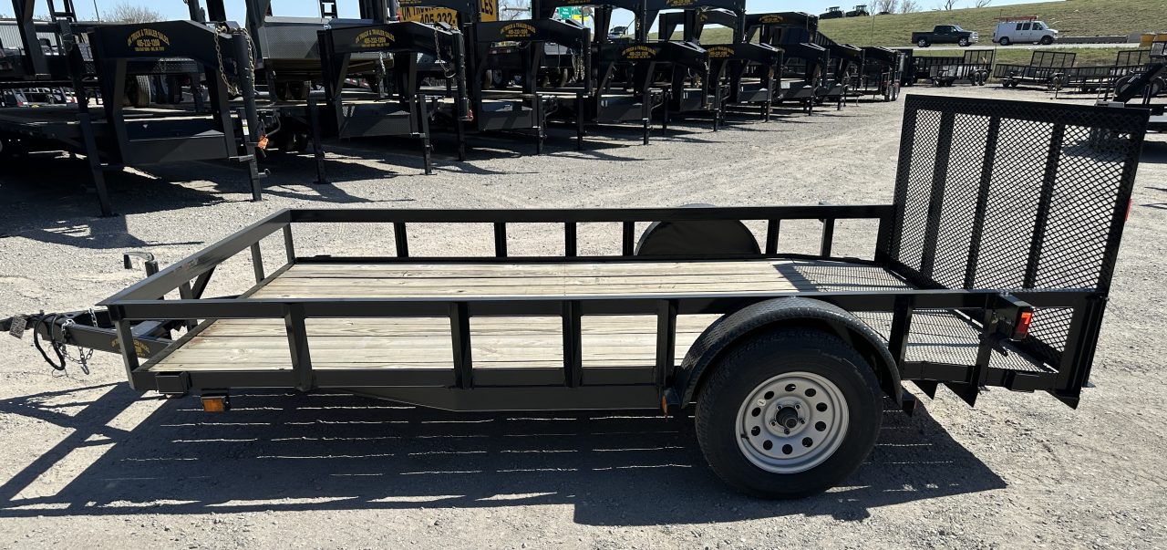 New 2025 Road Boss 83" wide x 12' long Single Axle 3' Gate with dove tail Utility Trailer