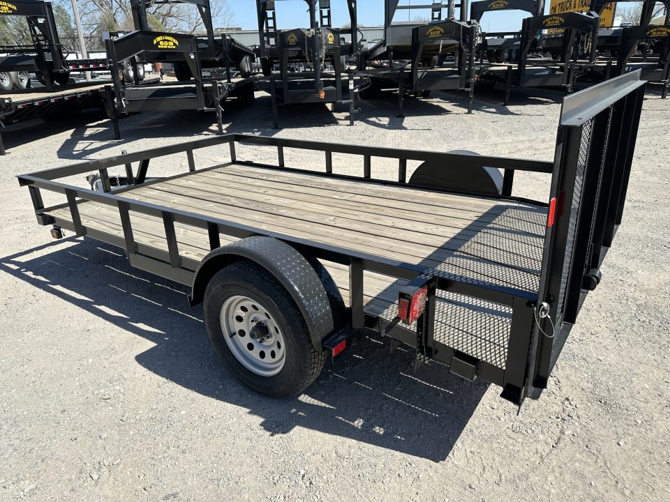 New 2025 Road Boss 83" wide x 12' long Single Axle 3' Gate with dove tail Utility Trailer