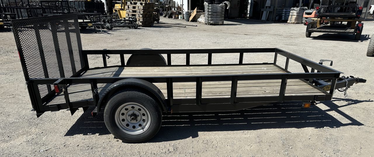 New 2025 Road Boss 83" wide x 12' long Single Axle 3' Gate with dove tail Utility Trailer