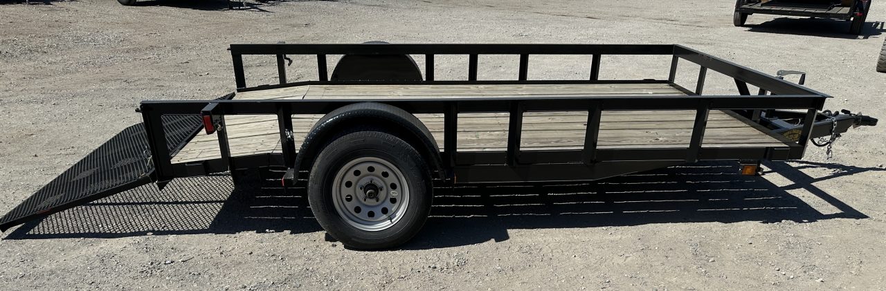 New 2025 Road Boss 83" wide x 12' long Single Axle 3' Gate with dove tail Utility Trailer