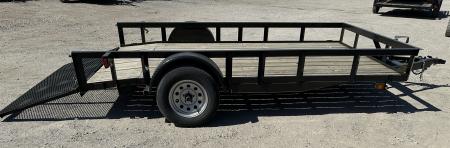 New 2025 Road Boss 83" wide x 12' long Single Axle 3' Gate with dove tail Utility Trailer