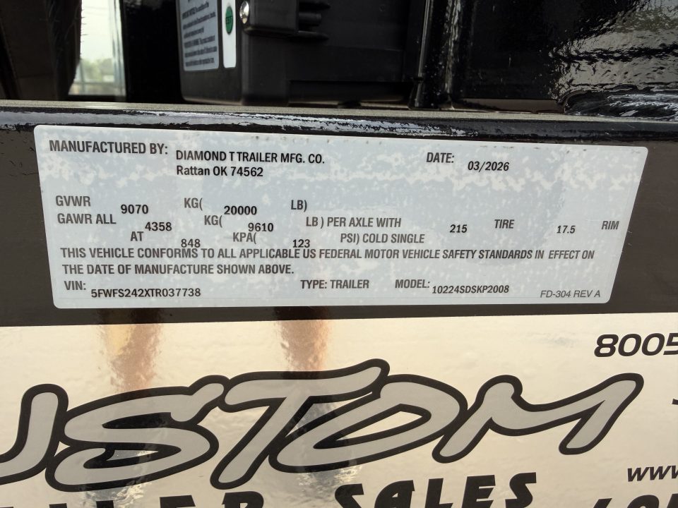 New #037738 2026 DIAMOND T SDSKP2008 24 X 102 SUPER DUTY SKID PRO 20K EQUIPMENT HAULER W MINI MAXX RAMPS & SPARE