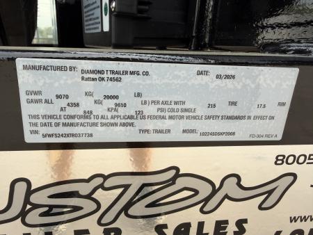 New #037738 2026 DIAMOND T SDSKP2008 24 X 102 SUPER DUTY SKID PRO 20K EQUIPMENT HAULER W MINI MAXX RAMPS & SPARE