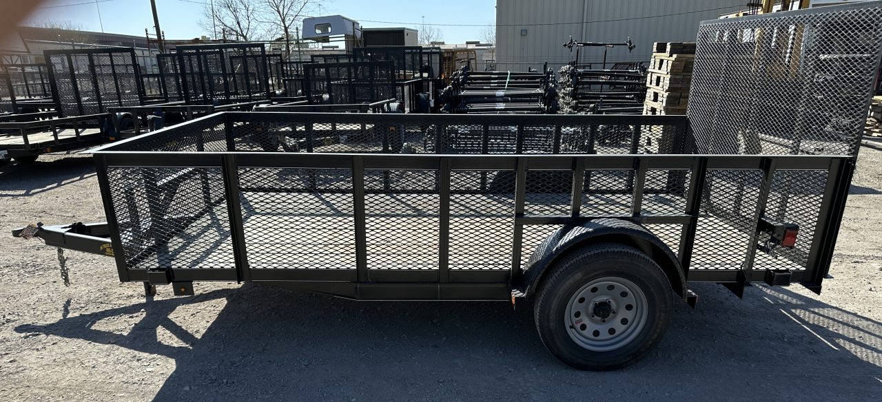 New 2025 Road Boss 83"x12' Single Axle with 24" tall mesh sides & 4' rear gate Utility Trailer