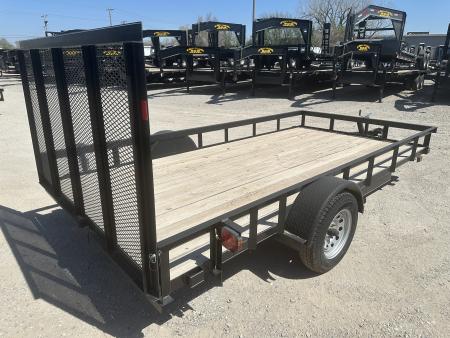 New 2025 Road Boss 83"x14' Single Axle with 4' spring assisted gate Utility Trailer