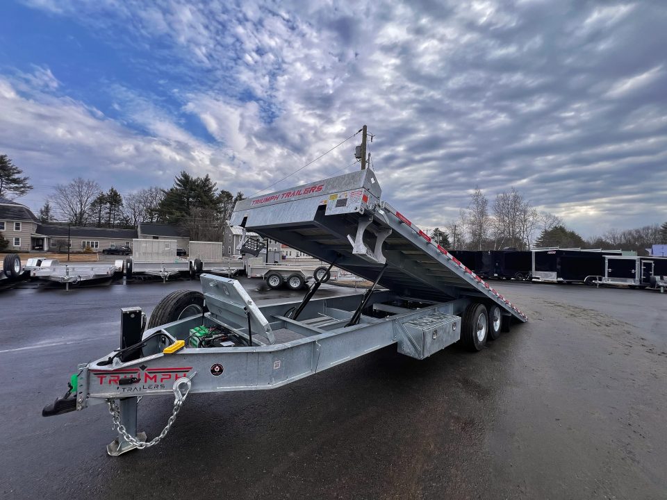 New 2026 Triumph galvanized 102x24 full power tilt deckover/12'' I-Beam/ Hydro Jacks & spare tire- 20k GVW