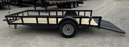 New 2026 Road Boss 77"x12' Single Axle with 3' gate & Dove tail Utility Trailer