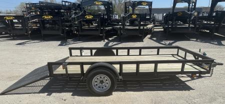 New 2025 Road Boss 77"x12' Single Axle with 4' rear gate Utility Trailer