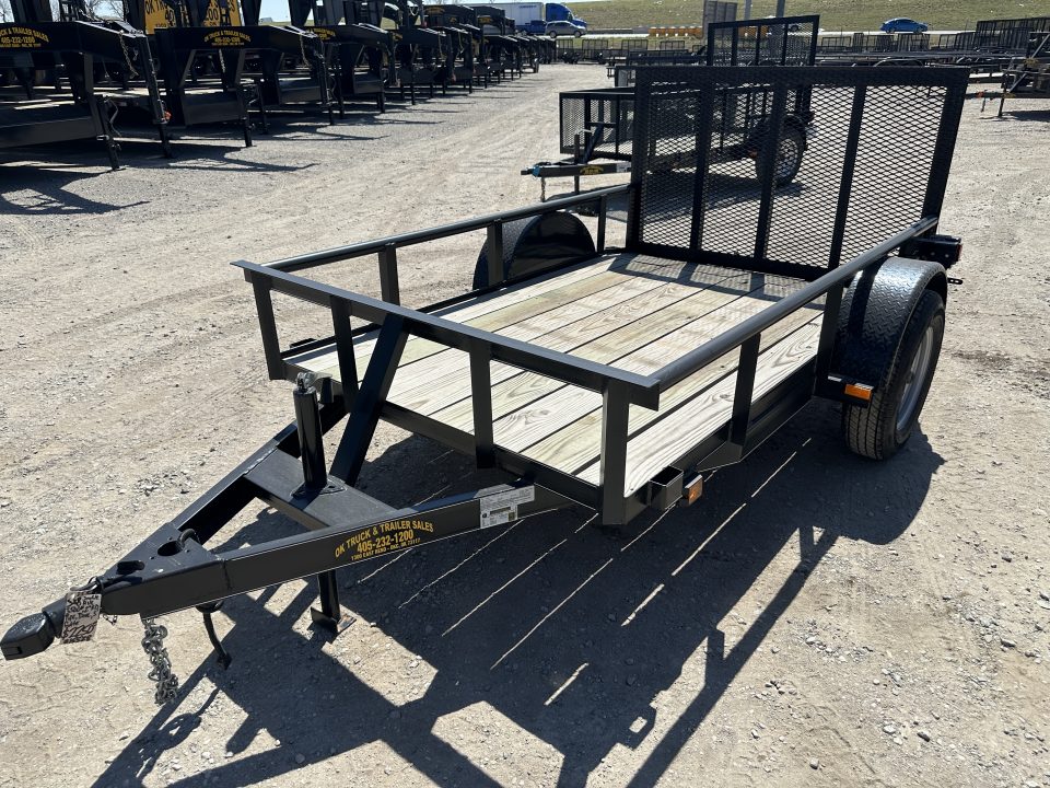 New 2025 Road Boss 5'x8' Single Axle with Pipe top, Dove & 3' Gate Utility Trailer