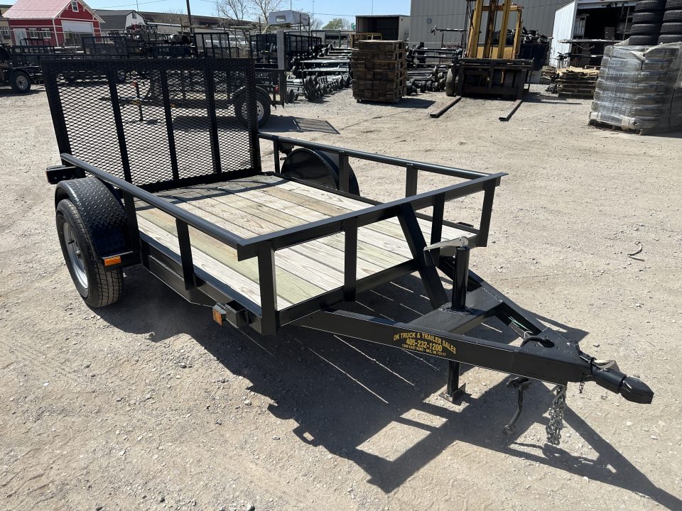 New 2025 Road Boss 5'x8' Single Axle with Pipe top, Dove & 3' Gate Utility Trailer