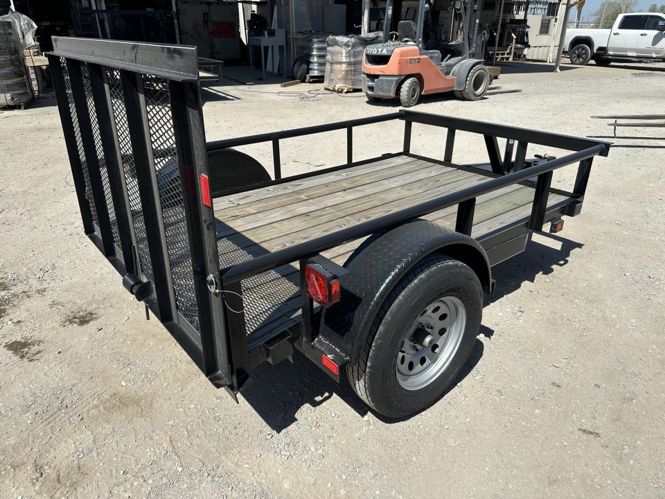 New 2025 Road Boss 5'x8' Single Axle with Pipe top, Dove & 3' Gate Utility Trailer
