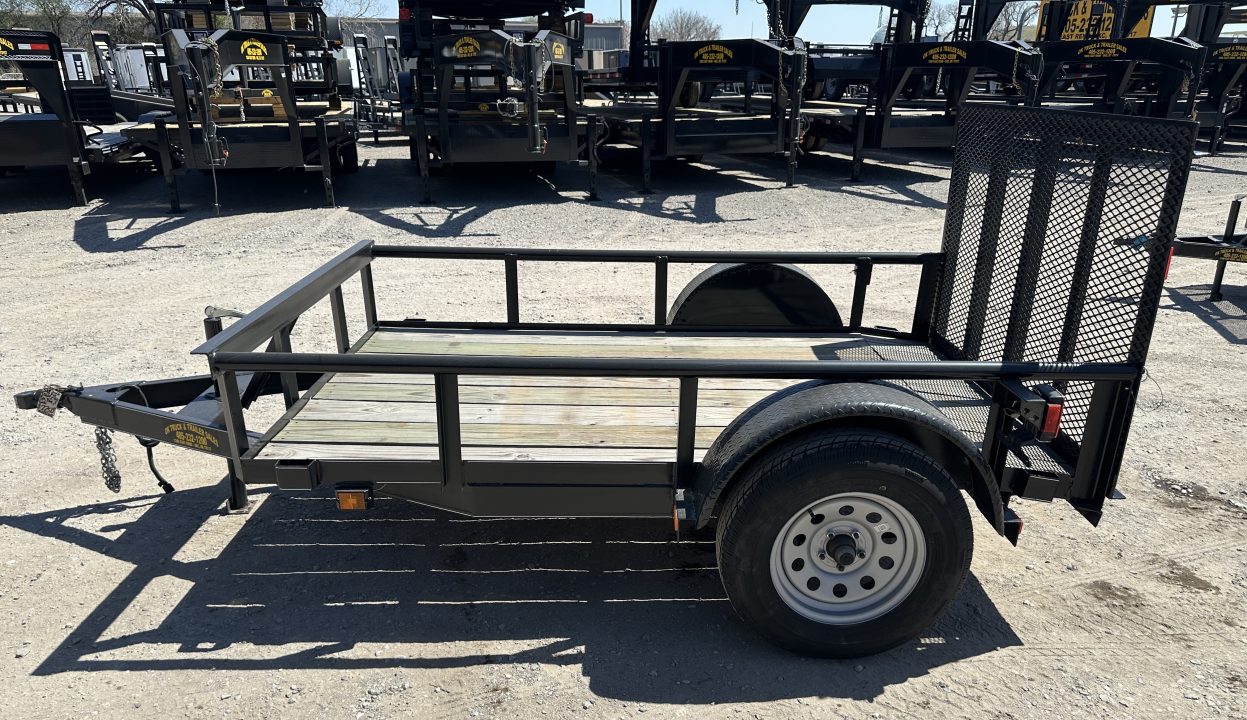 New 2025 Road Boss 5'x8' Single Axle with Pipe top, Dove & 3' Gate Utility Trailer