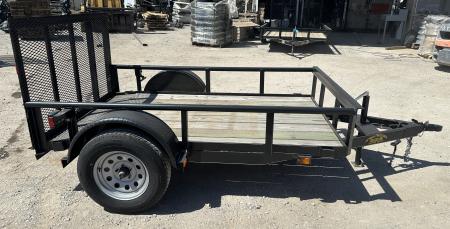 New 2025 Road Boss 5'x8' Single Axle with Pipe top, Dove & 3' Gate Utility Trailer