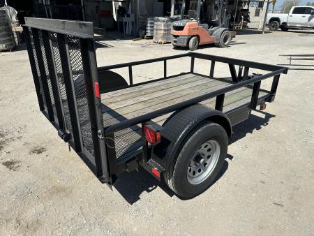 New 2025 Road Boss 5'x8' Single Axle with Pipe top, Dove & 3' Gate Utility Trailer