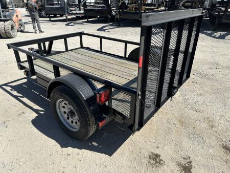 New 2025 Road Boss 5'x8' Single Axle with Pipe top, Dove & 3' Gate Utility Trailer