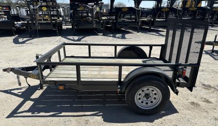 New 2025 Road Boss 5'x8' Single Axle with Pipe top, Dove & 3' Gate Utility Trailer