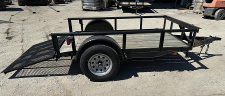 New 2025 Road Boss 5'x8' Single Axle with Pipe top, Dove & 3' Gate Utility Trailer