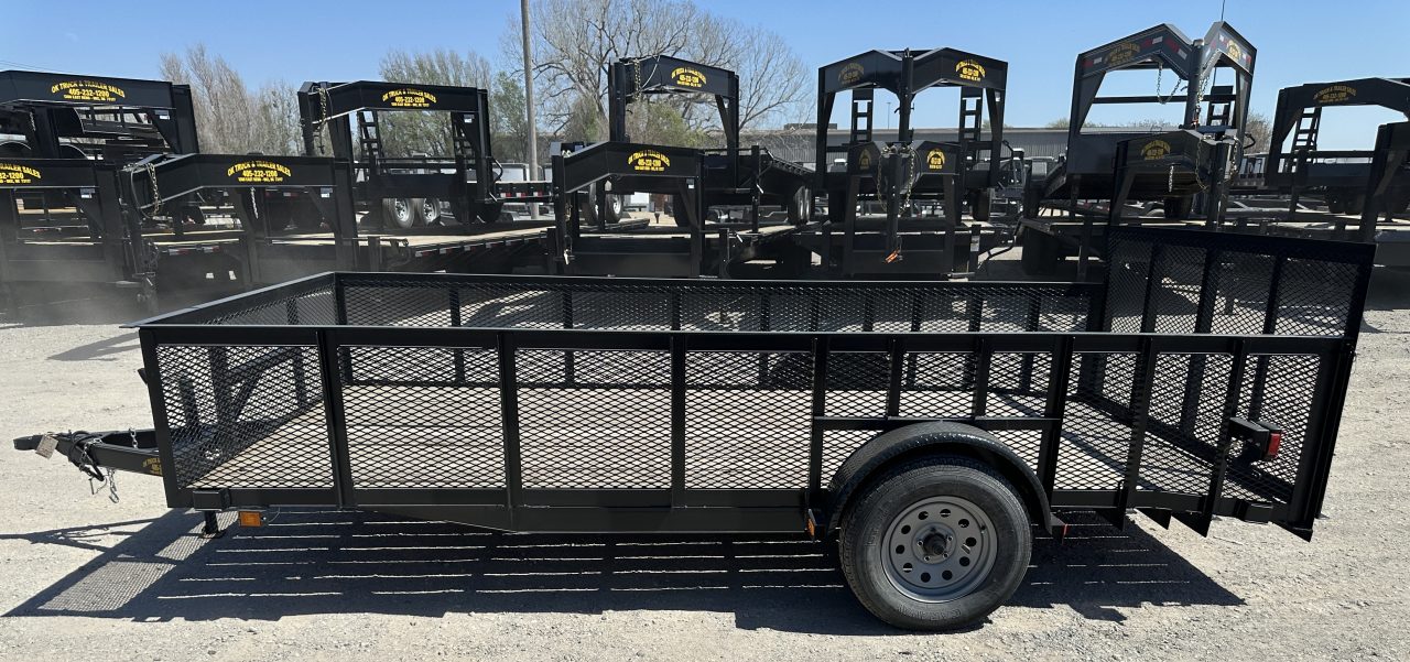 New 2025 Road Boss 83"x14' Single Axle 2' Mesh Sides, 3' Gate with Dove tail Utility Trailer