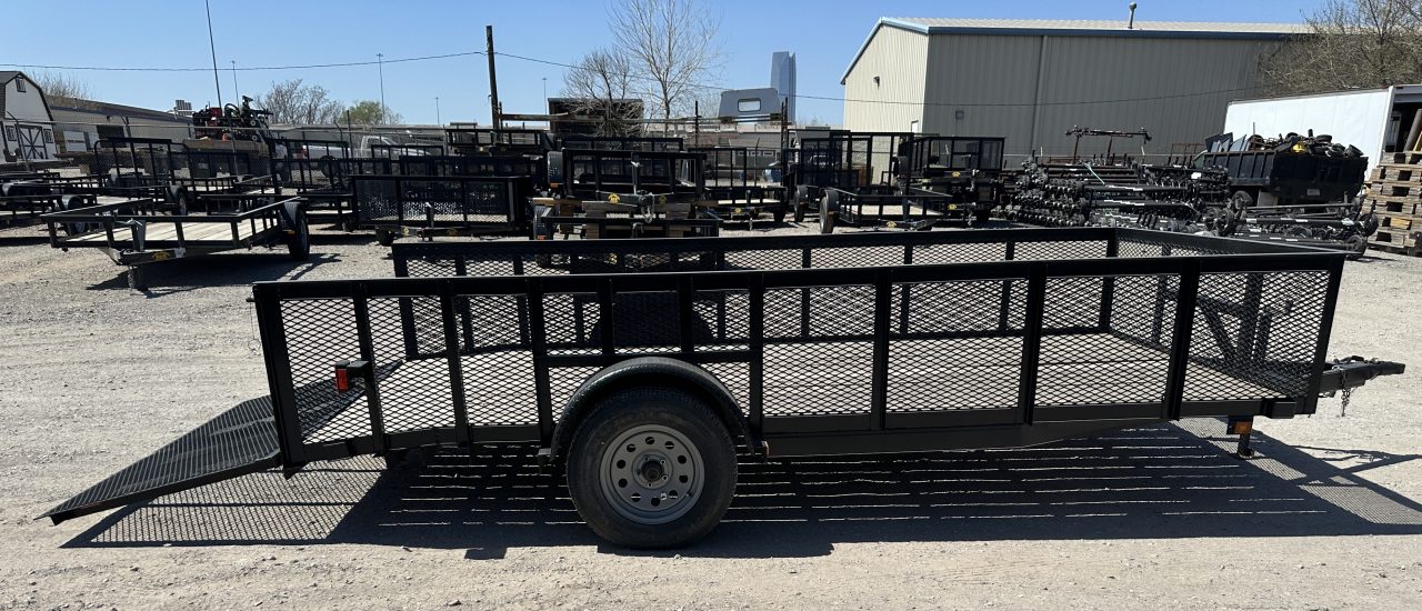New 2025 Road Boss 83"x14' Single Axle 2' Mesh Sides, 3' Gate with Dove tail Utility Trailer