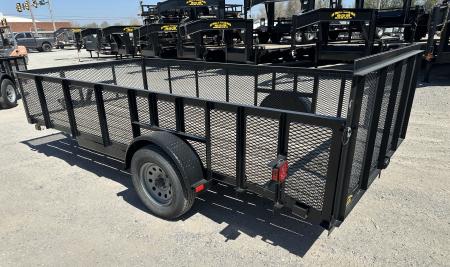 New 2025 Road Boss 83"x14' Single Axle 2' Mesh Sides, 3' Gate with Dove tail Utility Trailer