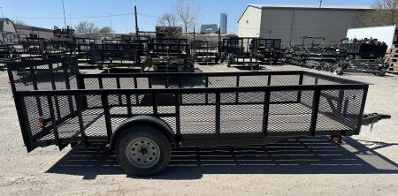 New 2025 Road Boss 83"x14' Single Axle 2' Mesh Sides, 3' Gate with Dove tail Utility Trailer