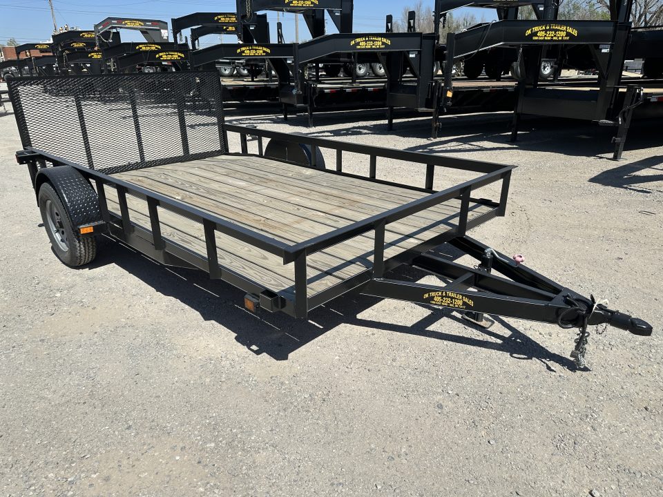 New 2025 Road Boss 83"x12' Single Axle With Dove tail, 3' gate & flip jack Utility Trailer