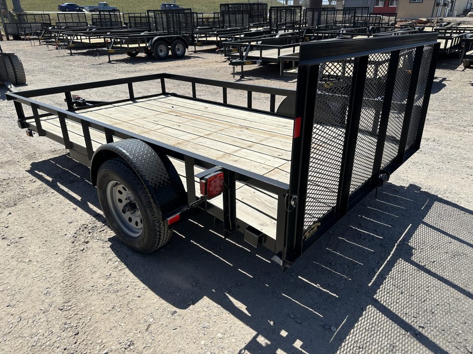 New 2025 Road Boss 83"x12' Single Axle With Dove tail, 3' gate & flip jack Utility Trailer