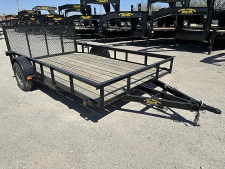 New 2025 Road Boss 83 x12' Single Axle With Dove tail, 3' gate & flip jack Utility Trailer